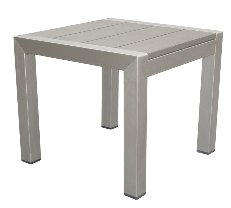 16 Inch Outdoor Side Table, Highly Functional, Easy Movable, Gray - Benzara