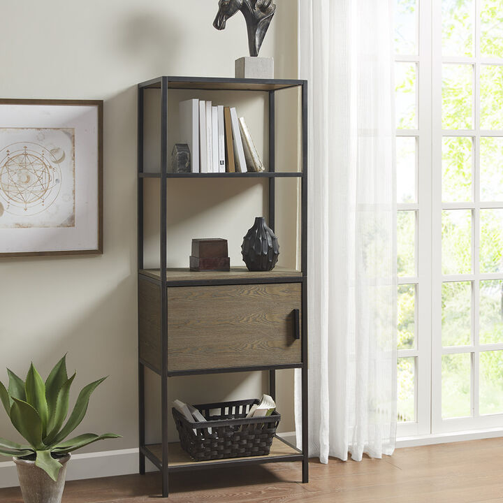 Gracie Mills Carleen 3-Shelf Bookcase with Storage Cabinet