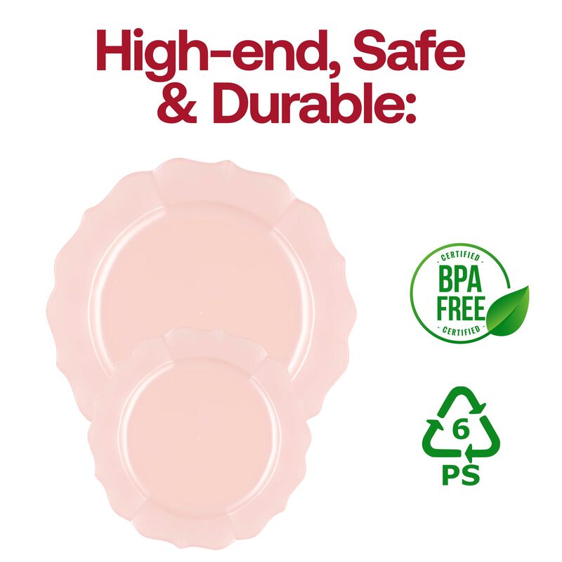 7.5" Pearl Pink Round Lotus Plastic Salad Plates (120 Plates) image number 4