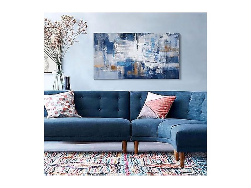 Blue Wall Decor Abstract Canvas Art Living Room Artistic Elegance Unveiled In image number 1