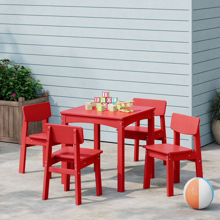 WestinTrends Kids 5-Piece Modern HDPE Dining Table and Chairs Set