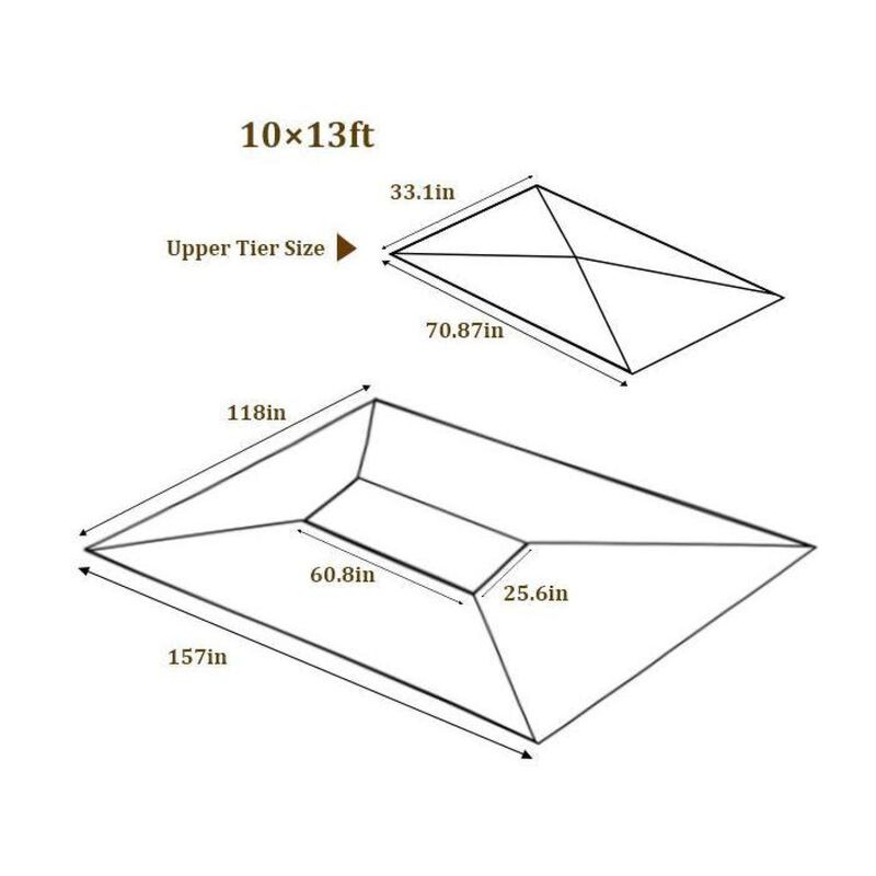 Streamdale 13 X 10FT Patio Double Roof Gazebo Replacement Canopy Top Fabric image number 5