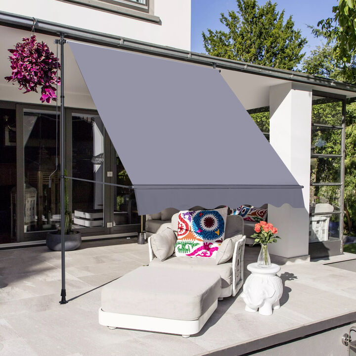 Outdoor Sun Shade Awning Manual Retractable Canopy with UV Protection