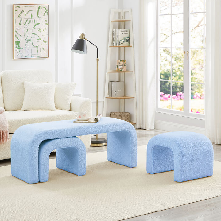 Merax Set of 3 U-Shaped Modern Bench Teddy Ottoman Bench