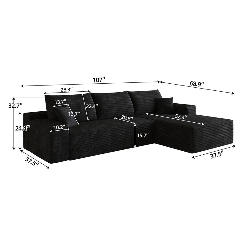 Taldis 107" L-Shape Cloud Sectional Couch image number 4