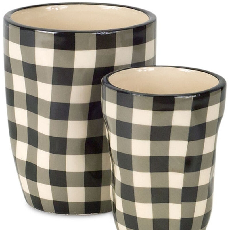 Hivvago Beige Set of Six Dolomite 1.66234 ounce Round Pot Planter