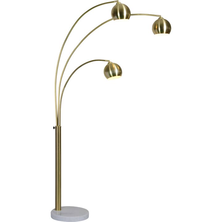 83" Gold and White Retro Arched Floor Lamp