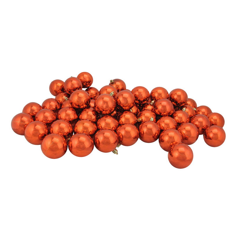 60ct Burnt Orange Shatterproof Shiny Christmas Ball Ornaments 2.5" (60mm)