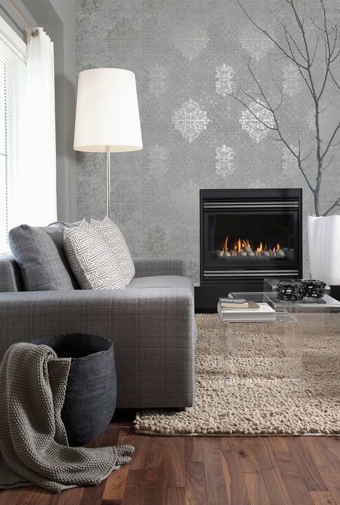 Lustre Damask Silver Grey Wallpaper CM2481