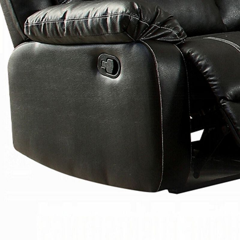 Zuru Motion Manual Recliner Sofa, 3 Seater, Plush Black Faux Leather