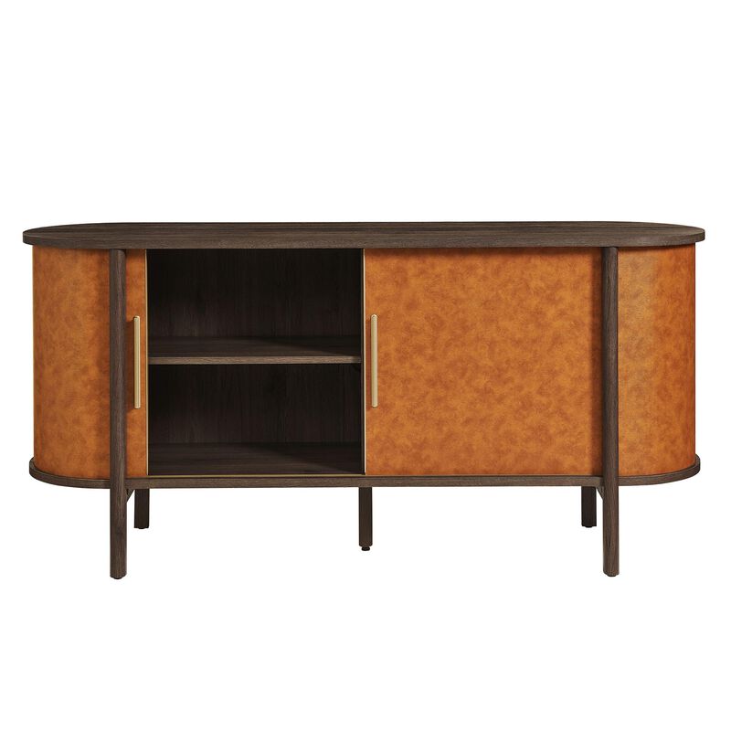 Coralie 63" Oval Leather Sideboard image number 6