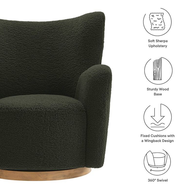 Montrose Wingback Sherpa Swivel Accent Chair image number 2