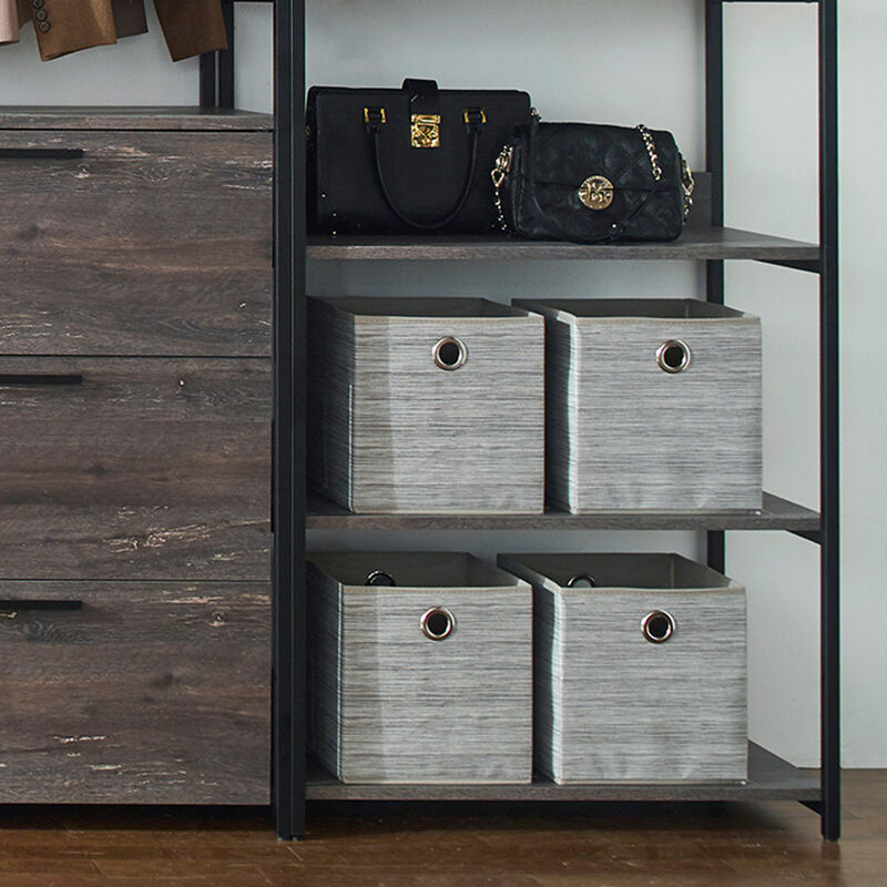 FC Design Klair Living Wood and Metal Walk-in Closet with Five Shelves in Rustic Gray