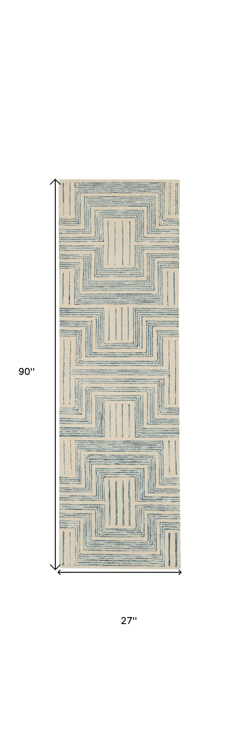 HomeRoots Wool Geometric Runner Rug image number 2