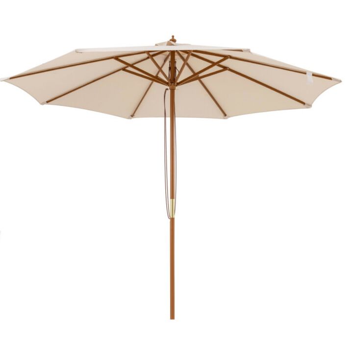 9 FT Patio Umbrella Outdoor Table Market Umbrella with 8 Sturdy Bamboo Ribs