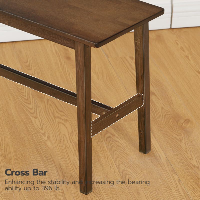 Wicker Dining Bench with Farmhouse Style for Kitchen and Dining Room-Mocha image number 6