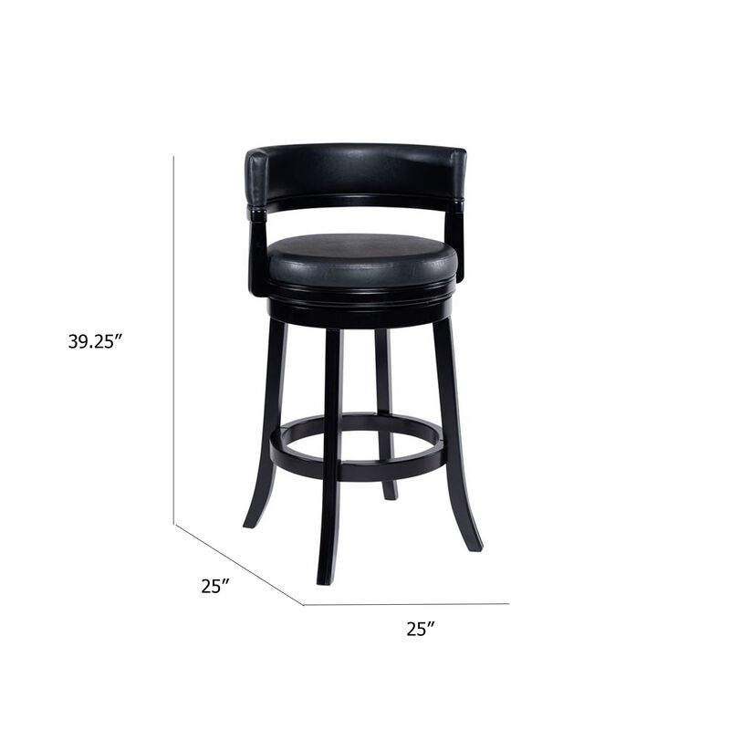 Bely Swivel Barstool Chair, Faux Leather Seat with Wood Frame, Black image number 1