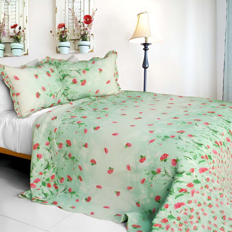 Vermicelli Quilted Cotton Printed Quilt Set Queen Size Gakuen Alice Design Set image number 0