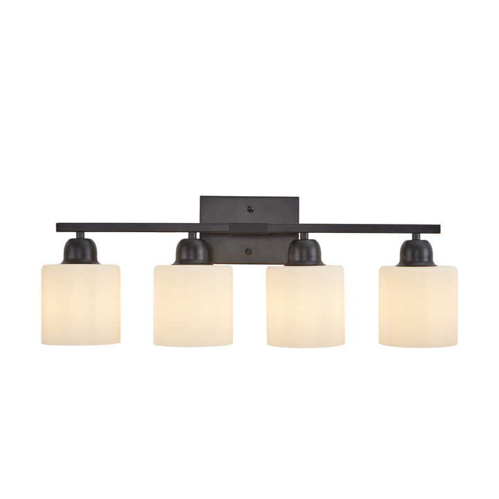 ELEMENT ACE Modern 4-Light Hardwired Wall Mounted Vanity Light Fixture with Frosted Glass Shades for Bathroom Dressing Room E26 Socket Ambient Lighting