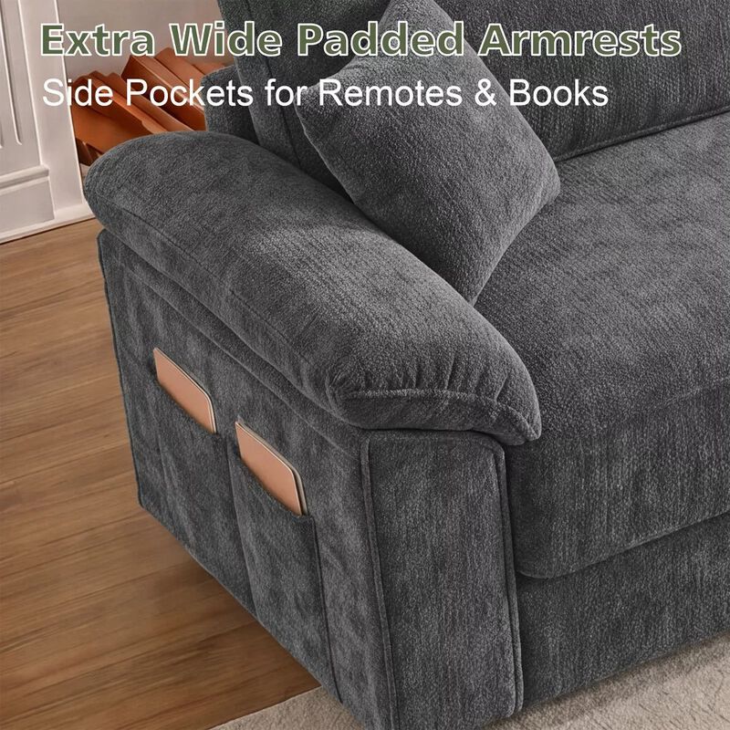 Vipbear 118" Modular L-Shaped Cloud Couch with Movable Ottoman, Chenille Sectional Sofa Living Room image number 6