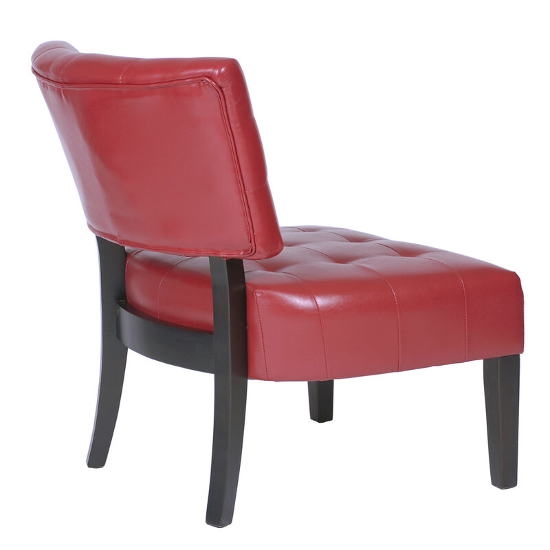 Streamdale Blended Leather Tufted Accent Chair with Oversized Seating, Red image number 4