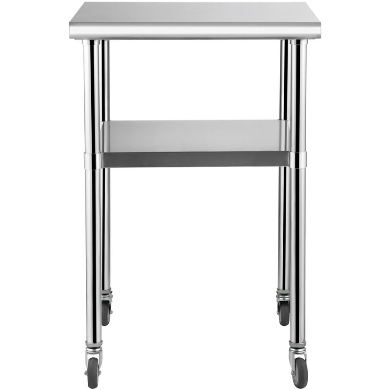 VEVOR Stainless Steel Work Table Commercial Food Prep Table 24x24x36in w/ Wheels image number 9