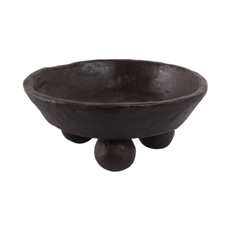 12x12" Paper Mache Knobby Footed Bowl, Brown image number 0