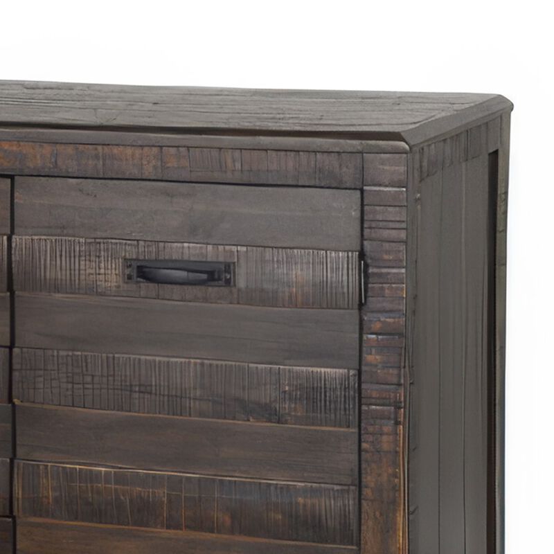 Cacia Sideboard Buffet Console, 3 Drawers and 2 Cabinets, Dark Brown - Benzara image number 2