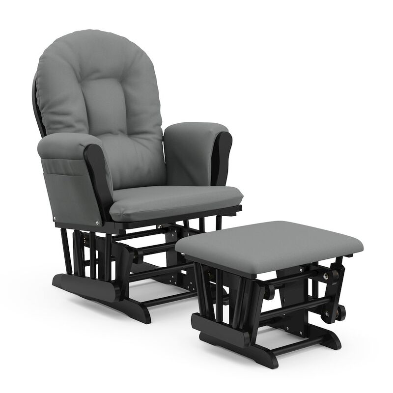 Storkcraft Hoop Glider and Ottoman - Black with Gray