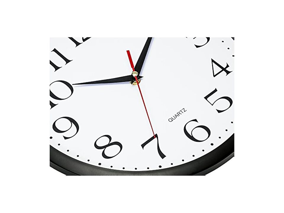Black Wall Clock 12 Inch Silent Non Ticking Easy Read Battery Operated