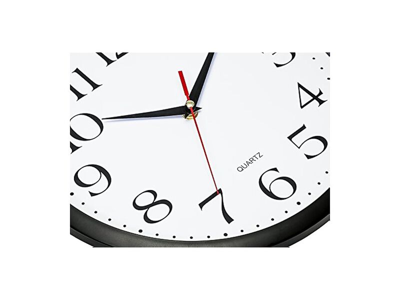 Black Wall Clock 12 Inch Silent Non Ticking Easy Read Battery Operated image number 1