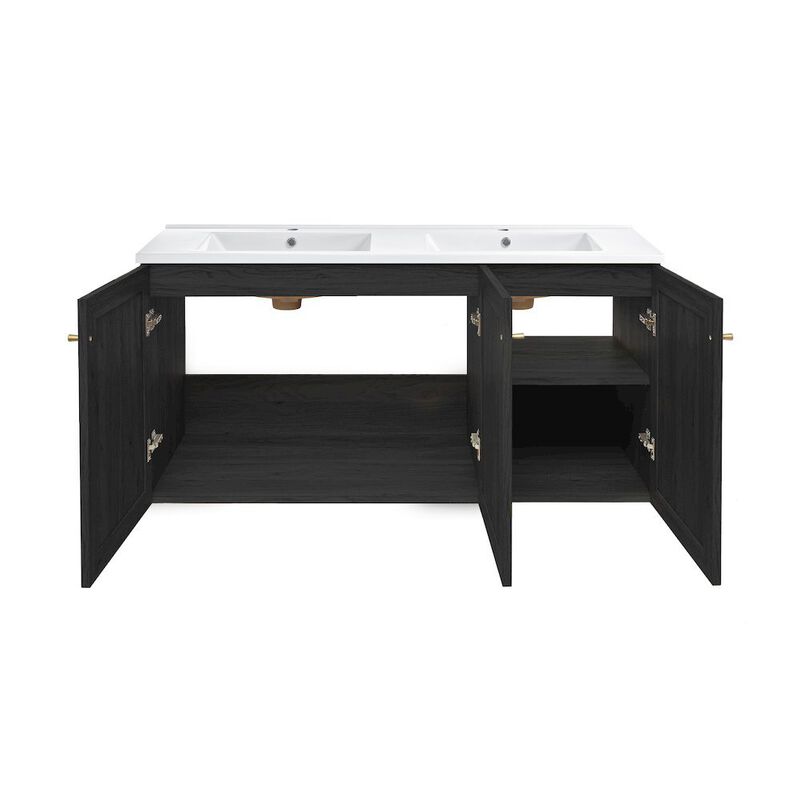 Classe 48" Wall-Mounted Bathroom Vanity with Double Basin Sink Top image number 3