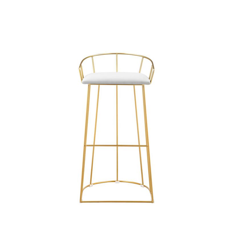 Pangea Home Jillian Gold Bar Stool White Faux Leather