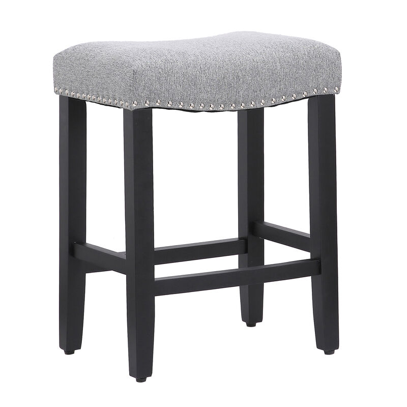 WestinTrends 24" Upholstered Saddle Seat Counter Stool (Set of 2) image number 3
