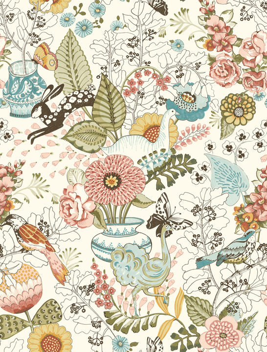 Whimsy Pink Fauna Wallpaper