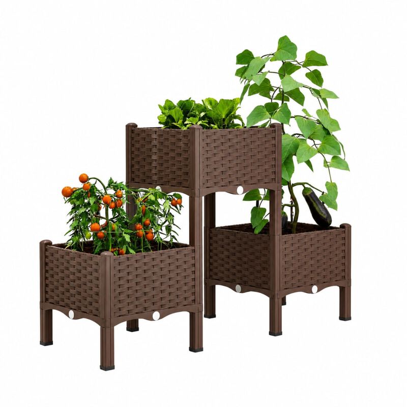 WOW PIONEER Modular Elevated Raised Garden Bed Planter Boxes with Self-Watering Drainage System for Patio, Balcony, Herb, Vegetable, and Flower Gardening image number 0