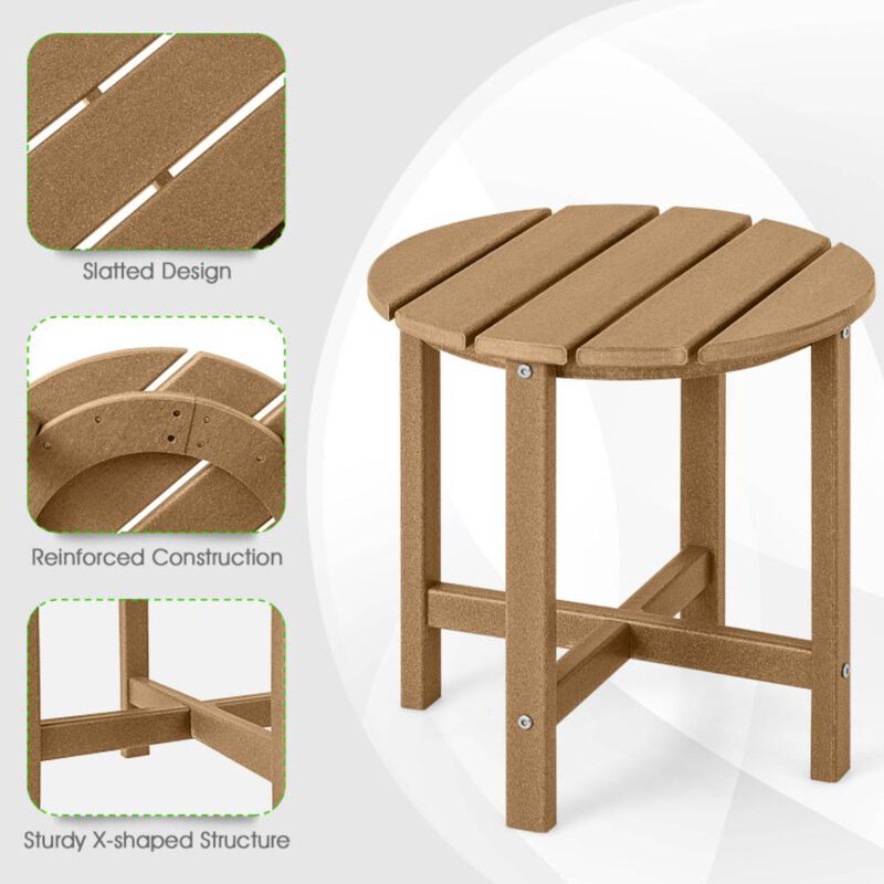 Hivvago Set of 2 Round Weather-Resistant Adirondack Side Tables