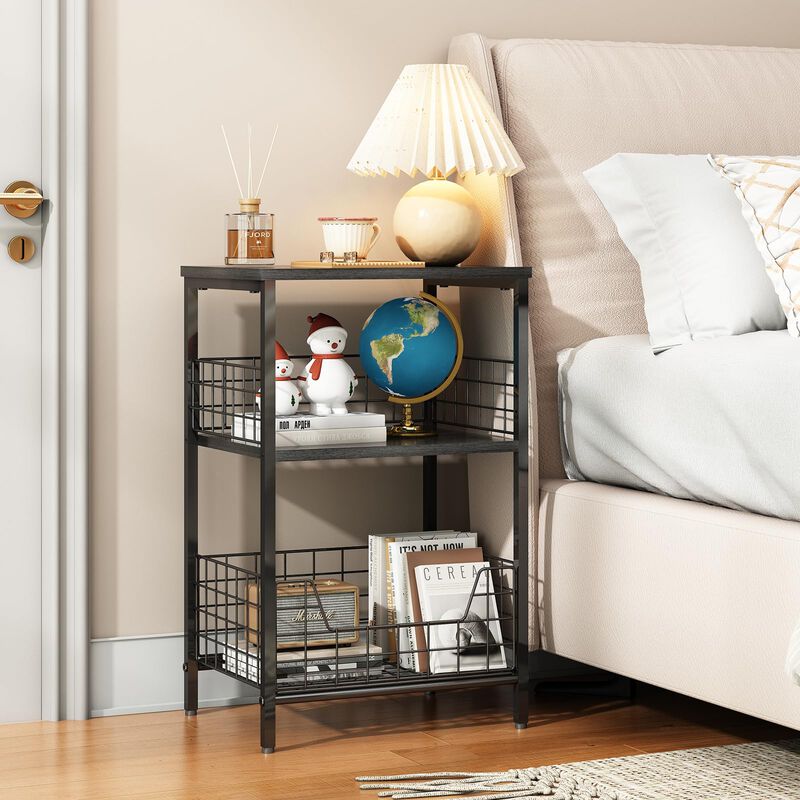 X-cosrack End Table,Industrial Retro Small Side Table for Small Spaces Living Room Bedroom Kitchen and Office,Stable Wood and Me