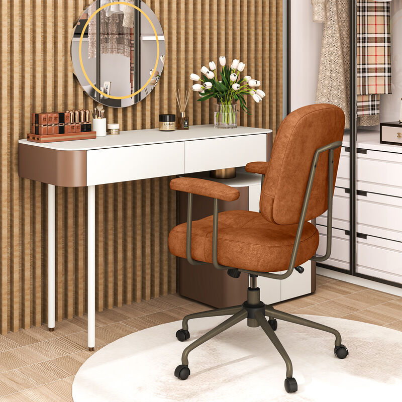 Mid-Back Leathaire Task Chair with Cushion – Ideal for Home or Study