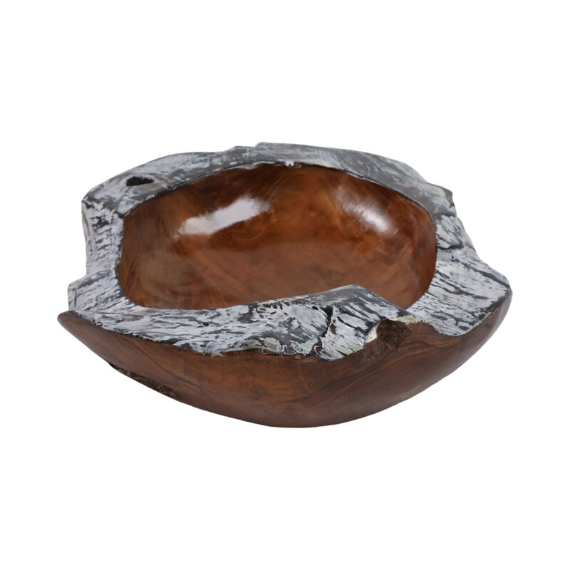 12" Teakwood Bowl W/burnt Edges, Dark Natural image number 2