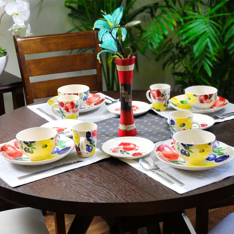 Elama's Tuscan Amore 16 Piece Luxury Dinnerware Set with Complete Place Settings for 4