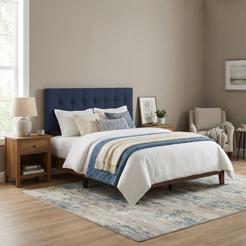 Upholstered Fabric Queen Headboard with Soft Padding and Sturdy Frame image number 3