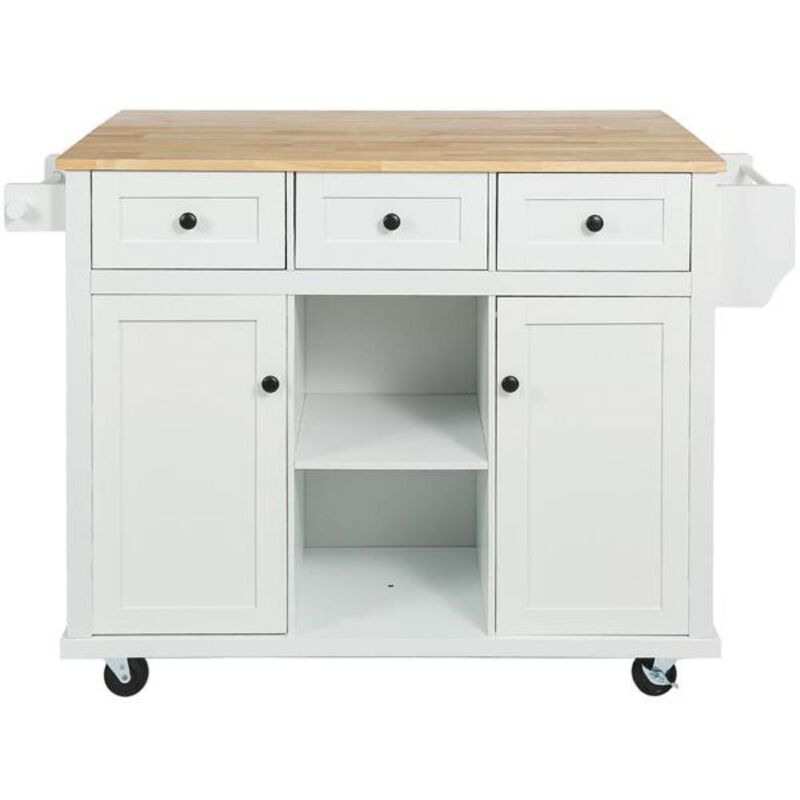 Kitchen Cart with Drop-Leaf Countertop & Storage Rolling Island for Food Prep & Dining