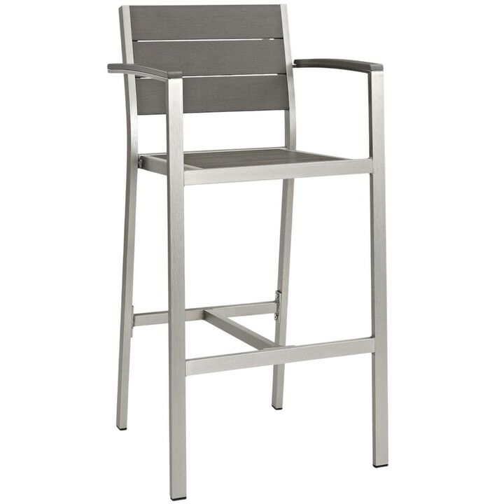Aluminum Outdoor Bar Stool With Armrests And Back Support For Patio Lounge