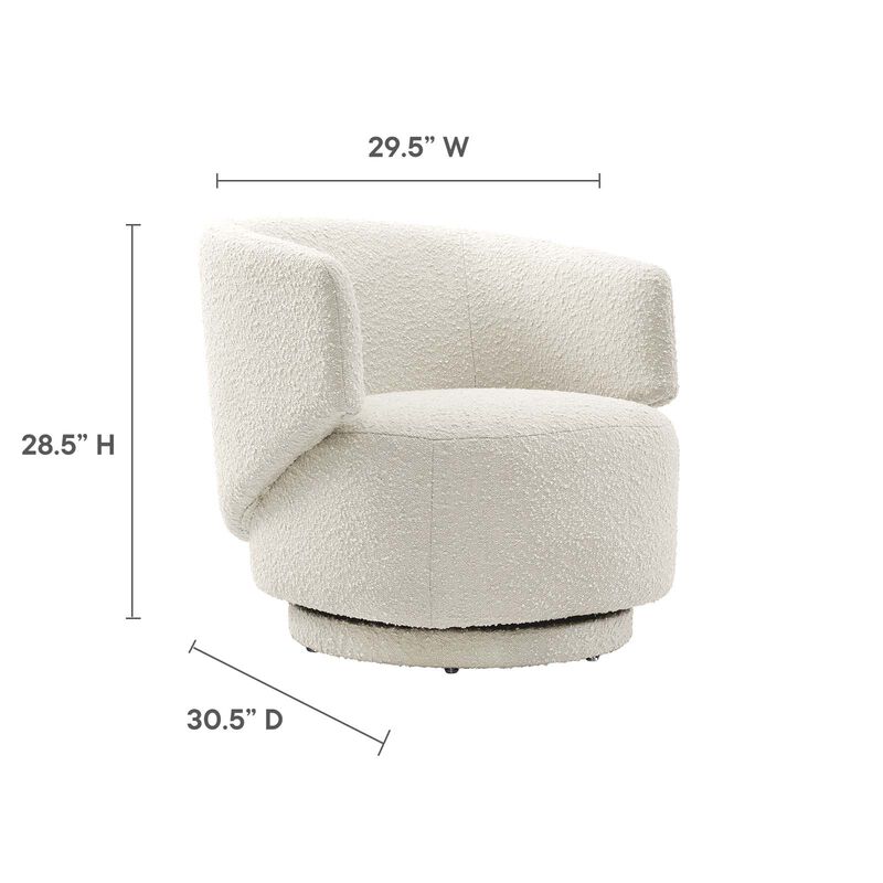 Celestia Boucle Fabric Fabric and Wood Swivel Chair image number 7