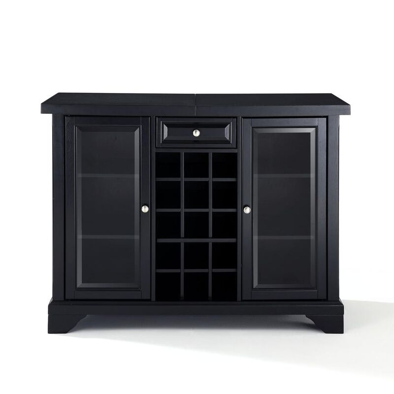 Crosley Furniture Lafayette Sliding Top Bar Cabinet Black