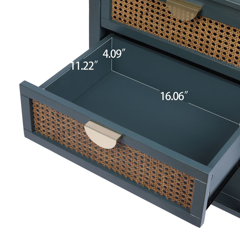 MONDAWE Nightstands with 2 Drawers, Rattan Night Stand Bedside Table End Table Standing Storage Cabinet for Entryway, Living Room, Bedroom