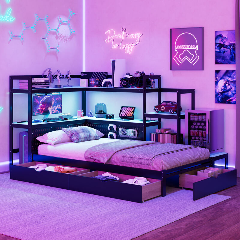 Merax Twin Size Multi-Functional Gaming Daybed image number 4