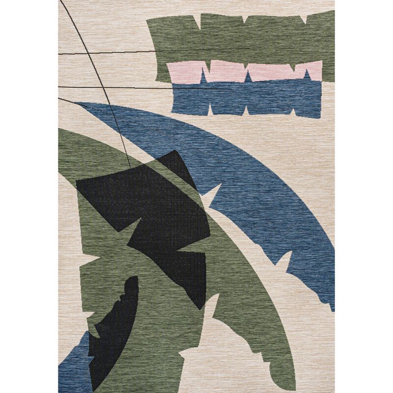 Shelby Coastal Vintage Abstract Palm Leaf Indoor/Outdoor Area Rug