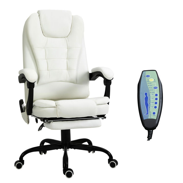 Vinsetto 7-Point Vibrating Massage Office Chair, High Back Executive Recliner with Lumbar Support, Footrest, Reclining Back, Adjustable Height, Gray